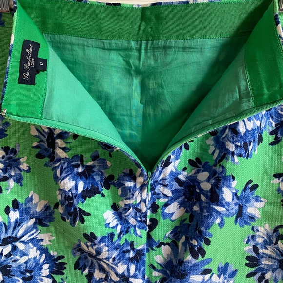 J Crew Womens The Pencil Skirt Green and blue Floral tweed knee length Size 0/6 - Picture 8 of 11